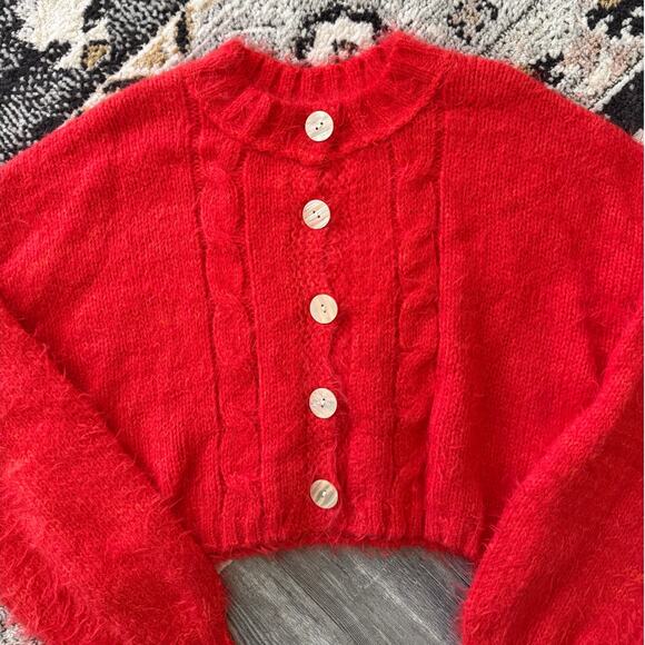 Free People Willow Cardi Fiery Red Combo - Picture 3 of 4